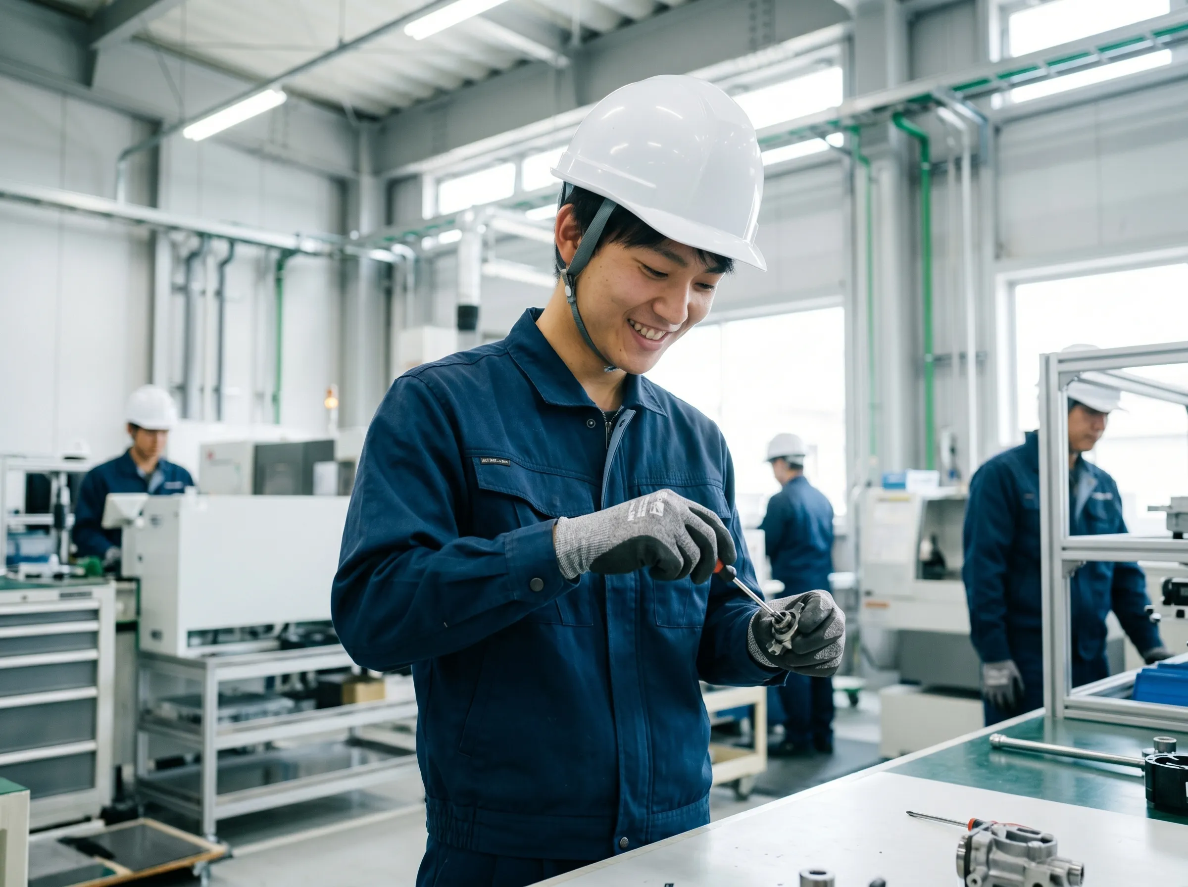 工場で製造業務に取り組むスタッフ